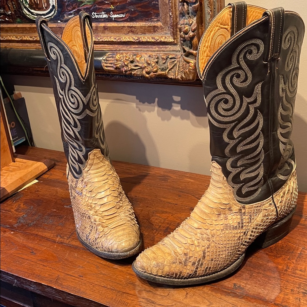 Western Python Snakeskin Cowboy Boots - image 4